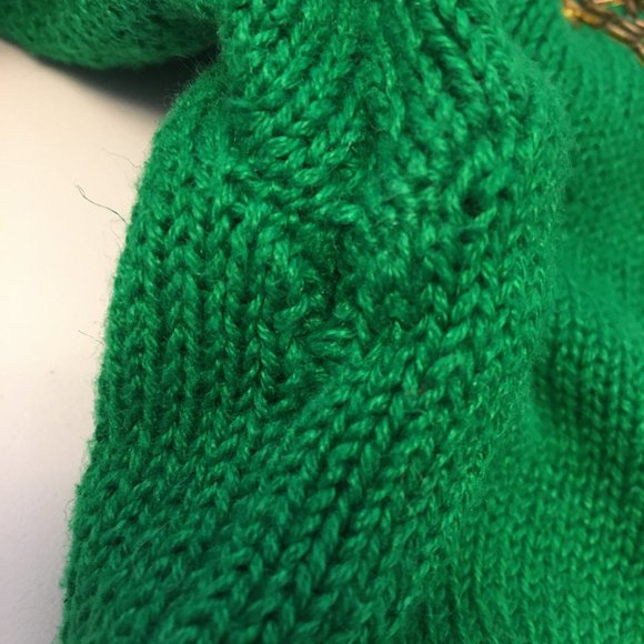 Vintage 80s Green Gold Sweater St Patricks Day Fighting Irish Beaded Sequins (BT - Picture 7 of 16